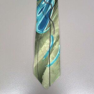 J GARCIA MENS SILK TIE GREEN BLUE BLEND DESIGN